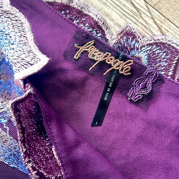 Free People NWT Rosalie Floral Embroidered One Sleeve Mini Dress, 2 - Picture 7 of 16